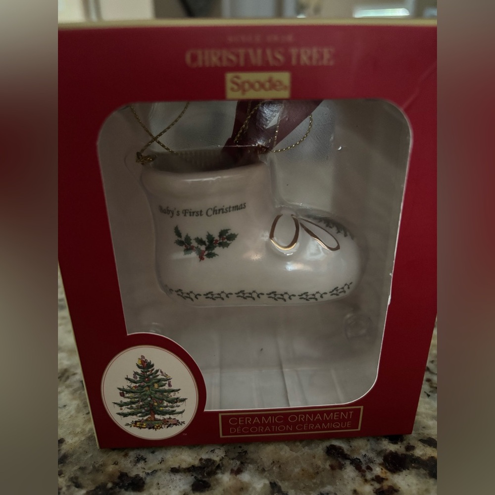 Spode Baby's First Christmas Boot Ornament